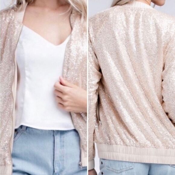 Sequin bomber jacket by Honey Punch - Picture 1 of 8